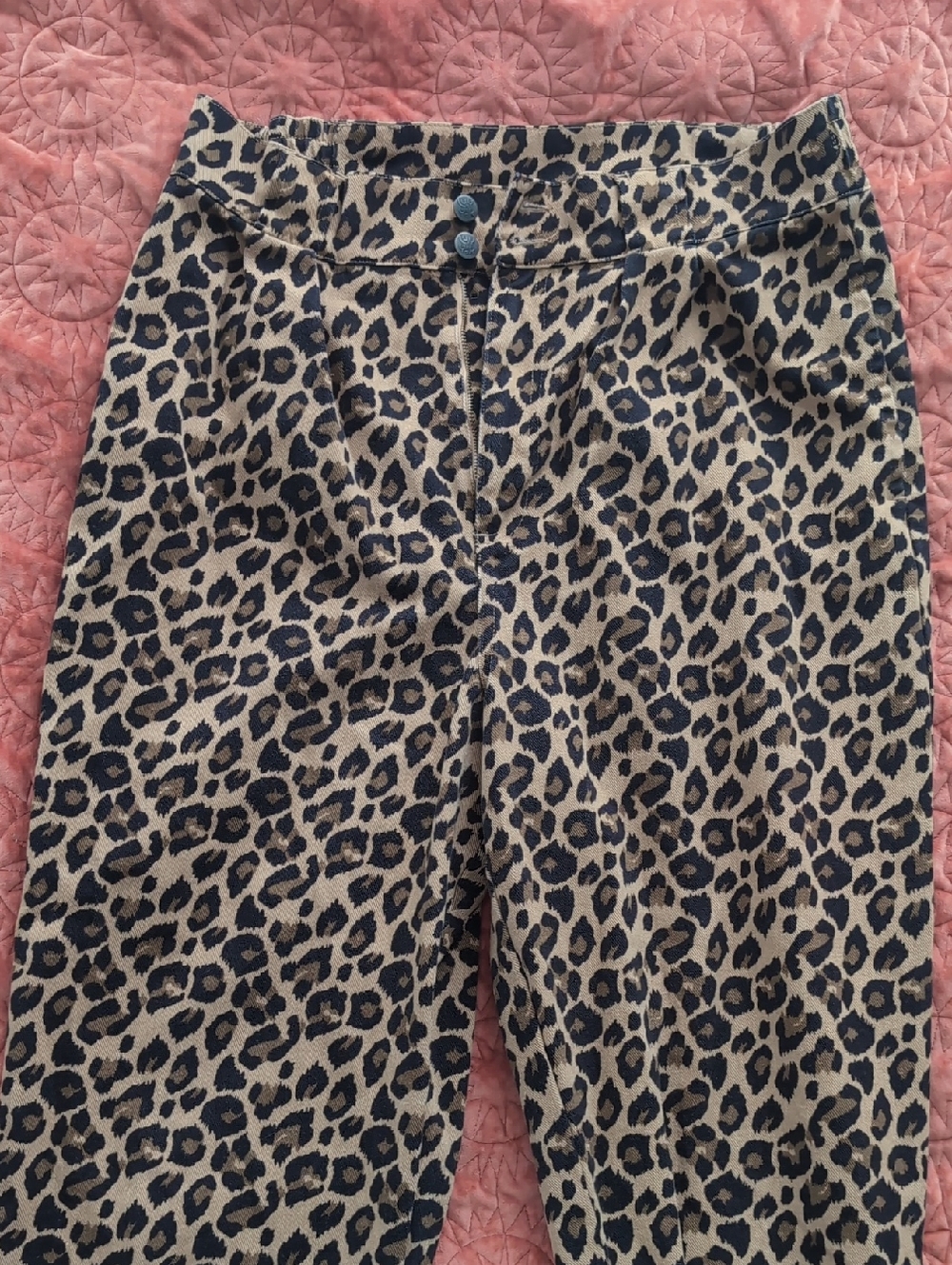 Lucy & Yak Leopard Print Trousers in Tan and Black